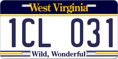 WV license plate 1CL031