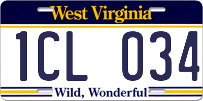WV license plate 1CL034