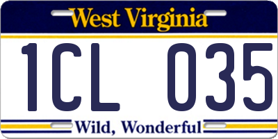 WV license plate 1CL035