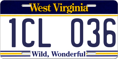 WV license plate 1CL036