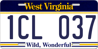WV license plate 1CL037