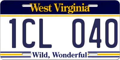 WV license plate 1CL040
