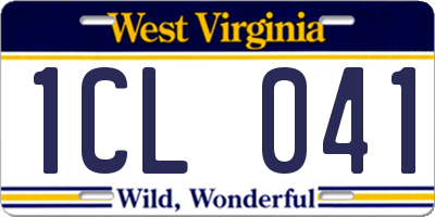 WV license plate 1CL041