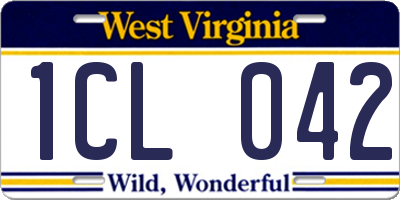 WV license plate 1CL042