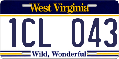 WV license plate 1CL043