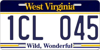 WV license plate 1CL045