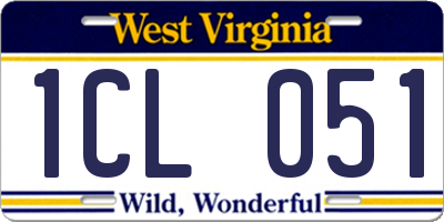 WV license plate 1CL051