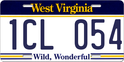 WV license plate 1CL054