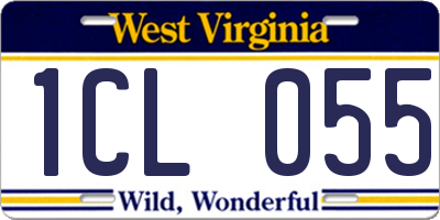 WV license plate 1CL055