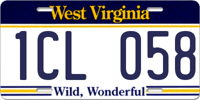 WV license plate 1CL058