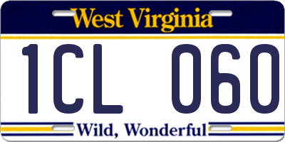 WV license plate 1CL060