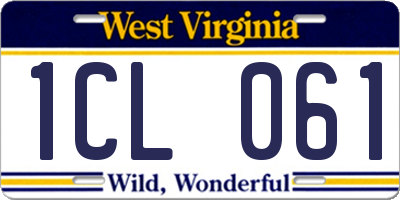 WV license plate 1CL061
