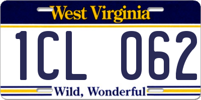 WV license plate 1CL062