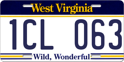 WV license plate 1CL063