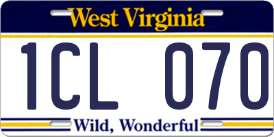 WV license plate 1CL070