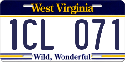 WV license plate 1CL071