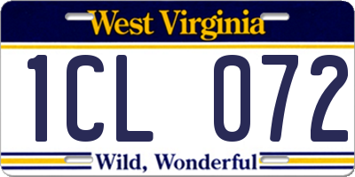 WV license plate 1CL072
