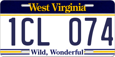 WV license plate 1CL074