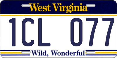 WV license plate 1CL077