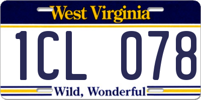 WV license plate 1CL078