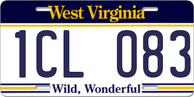 WV license plate 1CL083