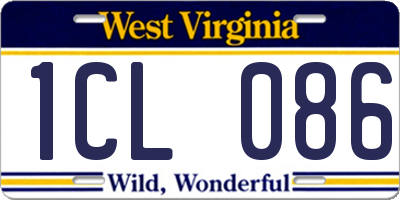 WV license plate 1CL086
