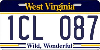 WV license plate 1CL087