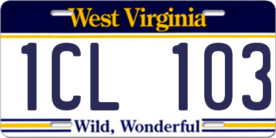 WV license plate 1CL103