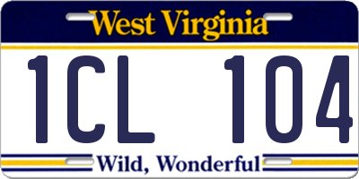 WV license plate 1CL104