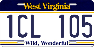 WV license plate 1CL105