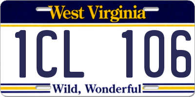 WV license plate 1CL106