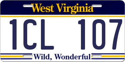 WV license plate 1CL107
