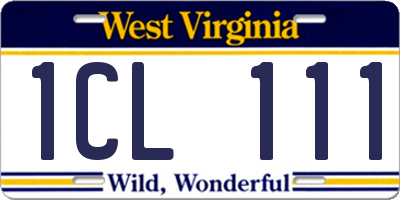 WV license plate 1CL111