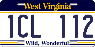 WV license plate 1CL112