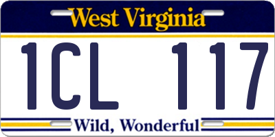 WV license plate 1CL117