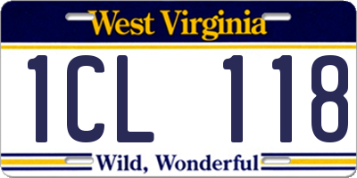 WV license plate 1CL118