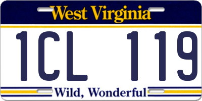 WV license plate 1CL119