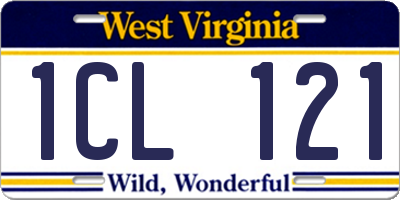 WV license plate 1CL121