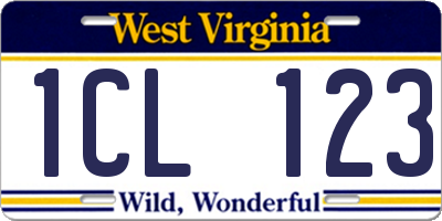 WV license plate 1CL123