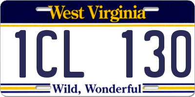WV license plate 1CL130