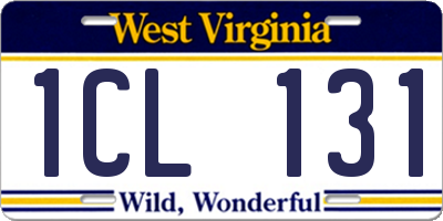WV license plate 1CL131