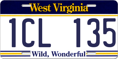 WV license plate 1CL135