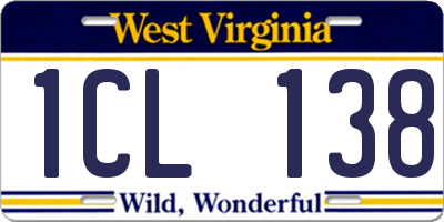 WV license plate 1CL138