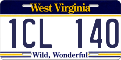 WV license plate 1CL140