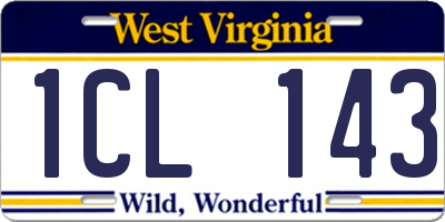 WV license plate 1CL143