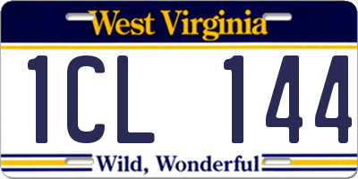 WV license plate 1CL144
