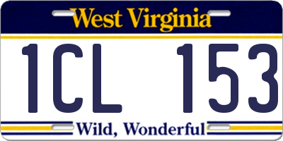 WV license plate 1CL153