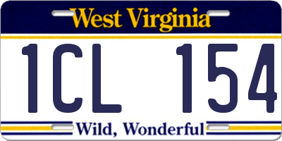 WV license plate 1CL154