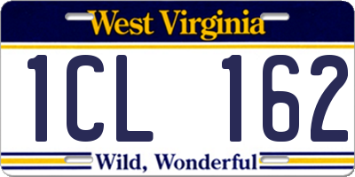 WV license plate 1CL162