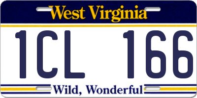 WV license plate 1CL166